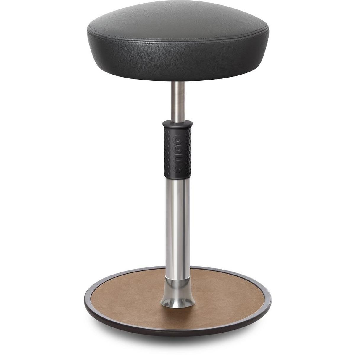 Ongo, Bürostuhl, Sitz- Stehhocker Free Tall Hutsitz Boxmark Leder Grau chrom /Natur