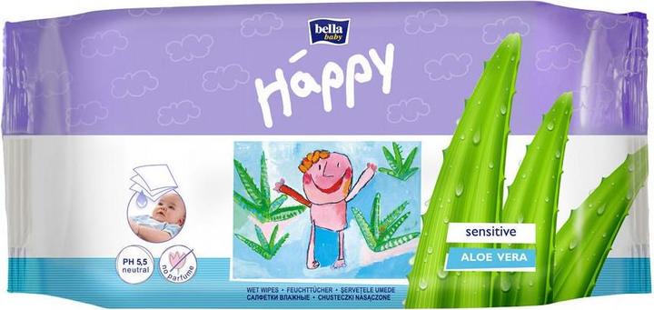 Produktbild Bella Happy Feuchtpflegetücher Happy Sensitive Aloe (56 Stück)