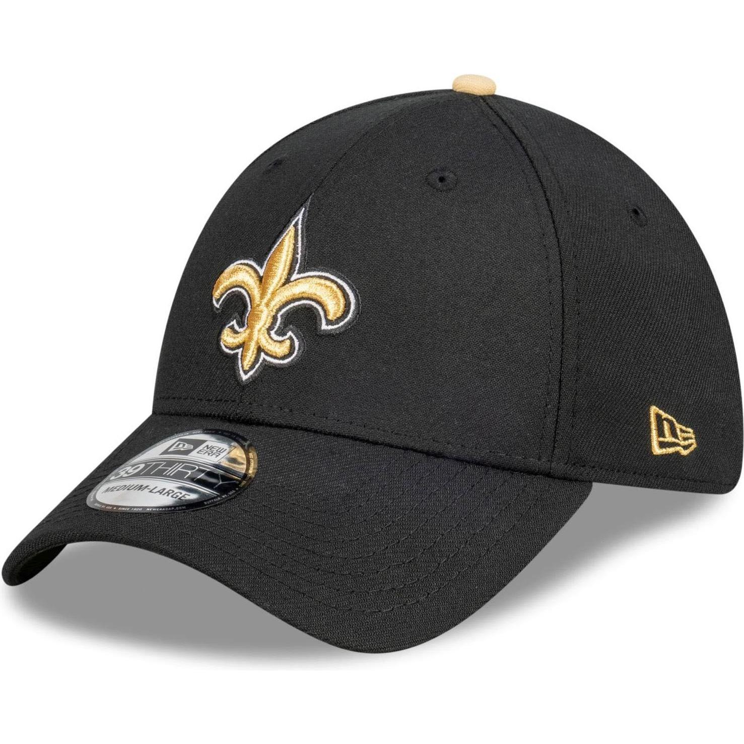 New Era, Herren, Cap, 39Thirty Stretch Cap - NFL New Orleans Saints - M/L, Schwarz, (M)