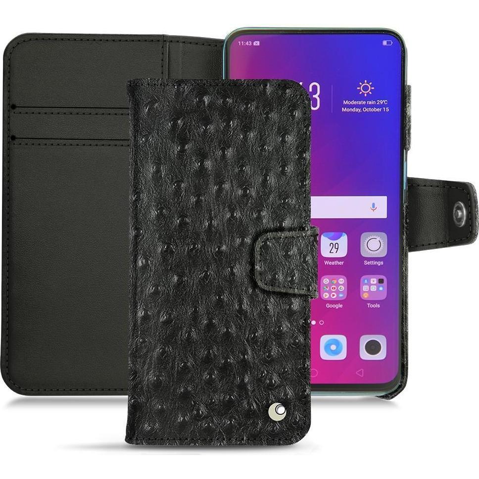 Noreve Lederschutzhülle Wallet (Oppo Find X), Smartphone Hülle, Schwarz