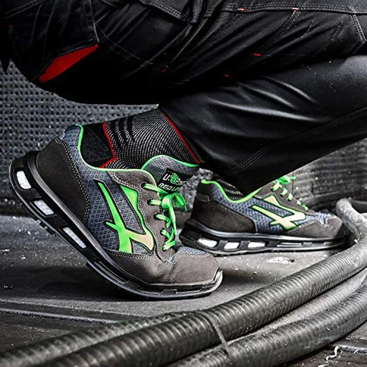 Immagine prodotto U-Power Scarpa di sicurezza Point taglia 43 grigio/verde S1P SRC EN ISO 20345 in pelle scamosciata/nylon (S1P, 43)