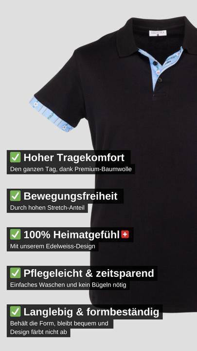 Produktbild Edelvetica Polo Shirt Edelweiss Krageninnenseite & Armabschluss Herren (M)