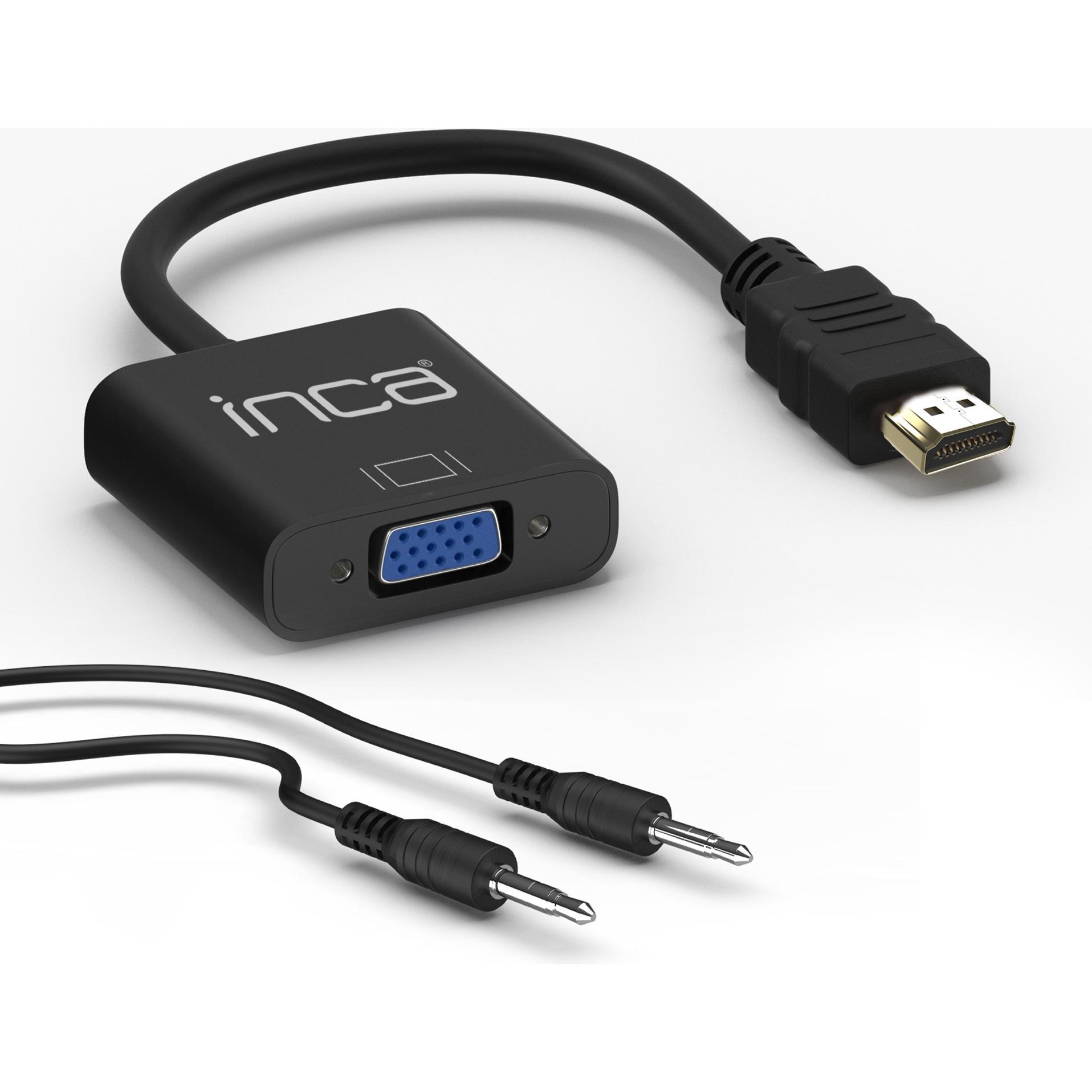Thumbnail - Inca Adapter IHTV-7TS HDMI > VGA St. + USB Audio, 1080P, SW retail (HDMI, USB), Data + Video Adapter, Schwarz