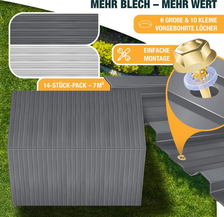 Immagine prodotto Kesser 14 Profilbleche 110cm x 46cm = 7 m² Dachblech Dachplatten
