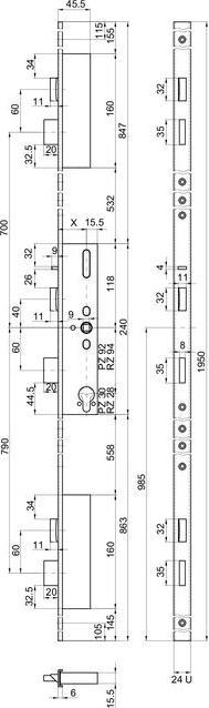 Image du produit MSL Fermeture multipoints standard FlipLock 24421 Tige en U