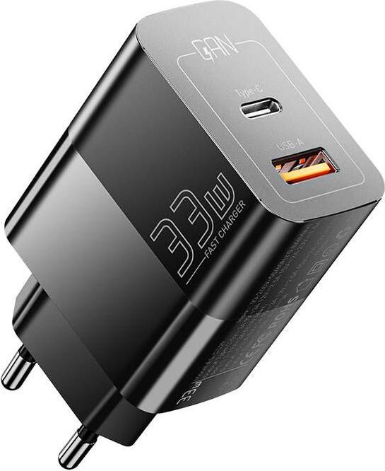 Produktbild Essager Charger USB-C USB-A 33W GaN (black) (33 W, 2 Ports)