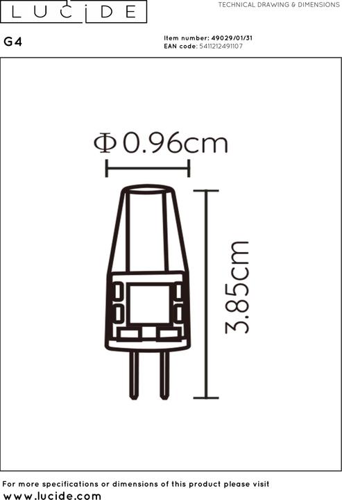 Actual product image Lucide white (G4, 150 lm)