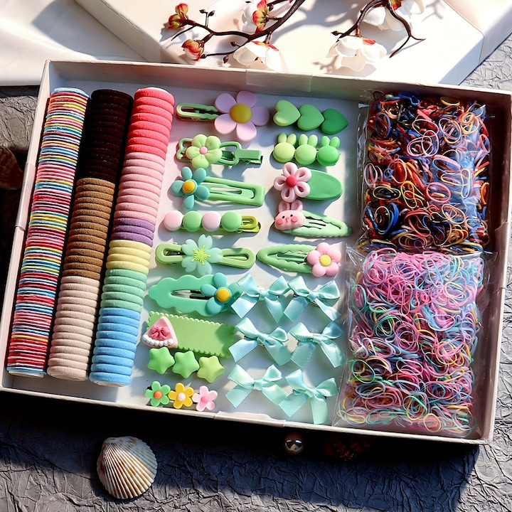 Produktbild Activity Board 2170pcs Haar Styling Wesentliche Zubehör bunte elastische Haarbänder Harz Haar Zubehör Set