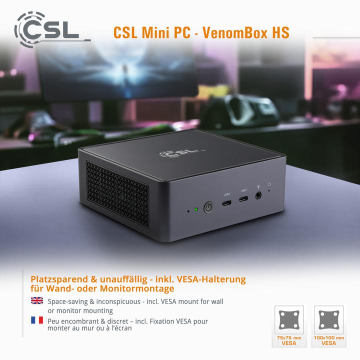 Produktbild CSL Mini-PC VenomBox HS (AMD Ryzen 7 7840HS, 16 GB, 4000 GB, Radeon 780M)