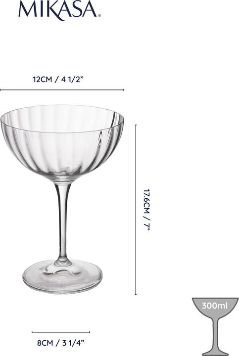 Immagine prodotto Mikasa Bicchieri coupé in cristallo Treviso, set di 4, 300ml (0.30 l, 4 x)