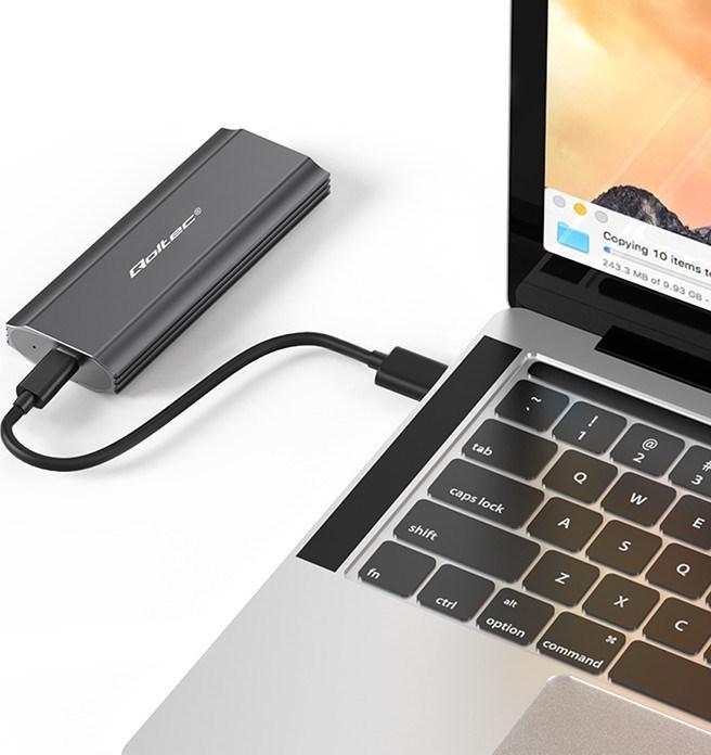 Produktbild Qoltec Obudowa | kieszeń NV2271 do dysków M.2 SSD| SATA | NVME | USB-C (M.2)