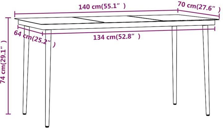 Produktbild vidaXL Garten Essgruppe (140 x 70 x 74 cm)