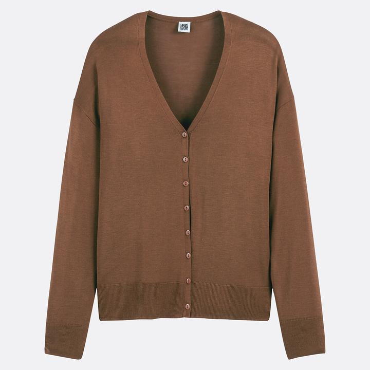 Actual product image La Redoute Collections Feinstrickcardigan mit V-Ausschnitt und Knopfverschluss (XXL)