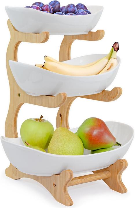 Actual product image Dimono 3-stufige Etagere mit Bambusgestell