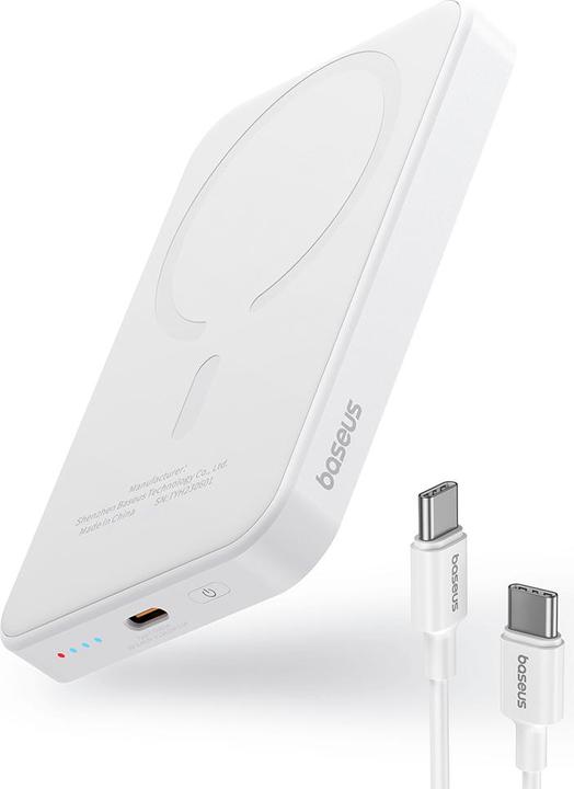 Actual product image Baseus mini power bank 5000mAh 20W + USB-C cable (20V/3A) - white (5000 mAh, 20 W, 19.25 Wh)