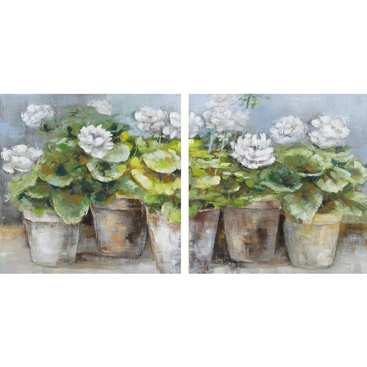 DKD Home Decor, Quadri, Painting 80 x 3,5 x 80 cm Plant pot Cottage (2 Units) (3.50 x 80 cm)