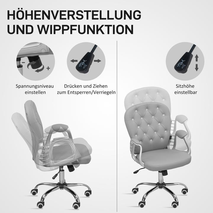 Actual product image Vinsetto Bürostuhl Polyester, Stahl Hellgrau (49 - 58 cm)