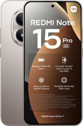 Produktbild Xiaomi Redmi Note 15 Pro (256 GB, Gold, Titan, Titanium, 6.83", 5G)