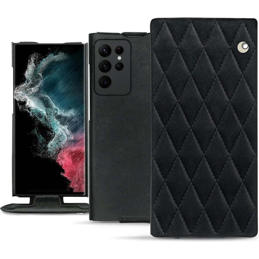 Noreve Lederschutzhülle vertikal (Samsung Galaxy S22 Ultra), Smartphone Hülle, Grau
