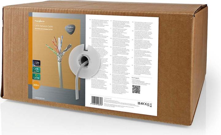 Produktbild Nedis Netzwerk-Kabel Rollen | CAT6 | Litzenleitung | S/FTP | Reines Kupfer | 305.0 m | Innenbereich (S/FTP, CAT6, 305 m)