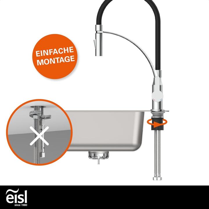 Produktbild Eisl Wasserhahn Küche CARNEO Spültischarmatur Chrom Schwarz Brause Ausziehbar Schwenkbar NI183CARCRB