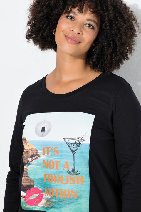 Image du produit Angel of Style T-shirt manches longues, motif Holiday et inscription, coupe évasée (42)