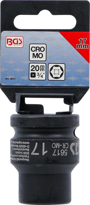 Produktbild BGS Kraft-Steckschlüssel-Einsatz Sechskant Antrieb Innenvierkant 20 mm (3/4") SW 17 mm (17 mm)