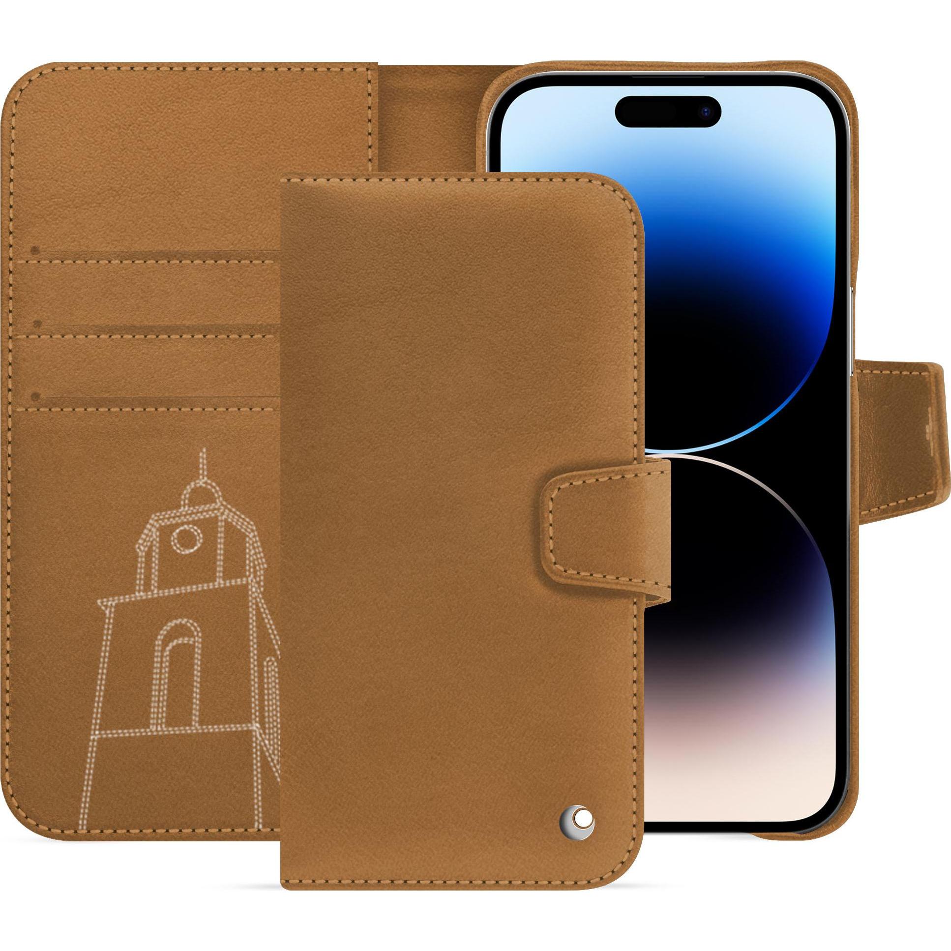 Noreve Lederschutzhülle Apple iPhone 15 Pro Max (Apple iPhone 15 Pro Max), Smartphone Hülle, Braun