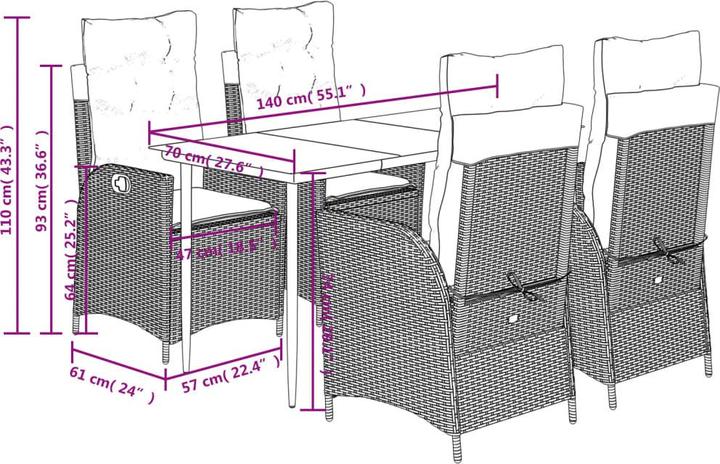 Produktbild vidaXL Garten Essgruppe (140 x 70 x 74 cm)