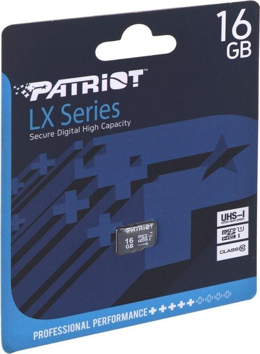 Actual product image Patriot PSF16GMDC10 MicroSDHC UHS-I Class 10 memory card (16 GB, microSDHC, U1, UHS-I)