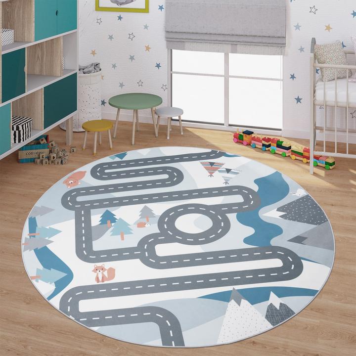 Produktbild TT Home Kinderzimmerteppich Teppich Junge Mädchen Kinderteppich Baby Rutschfest Strasse