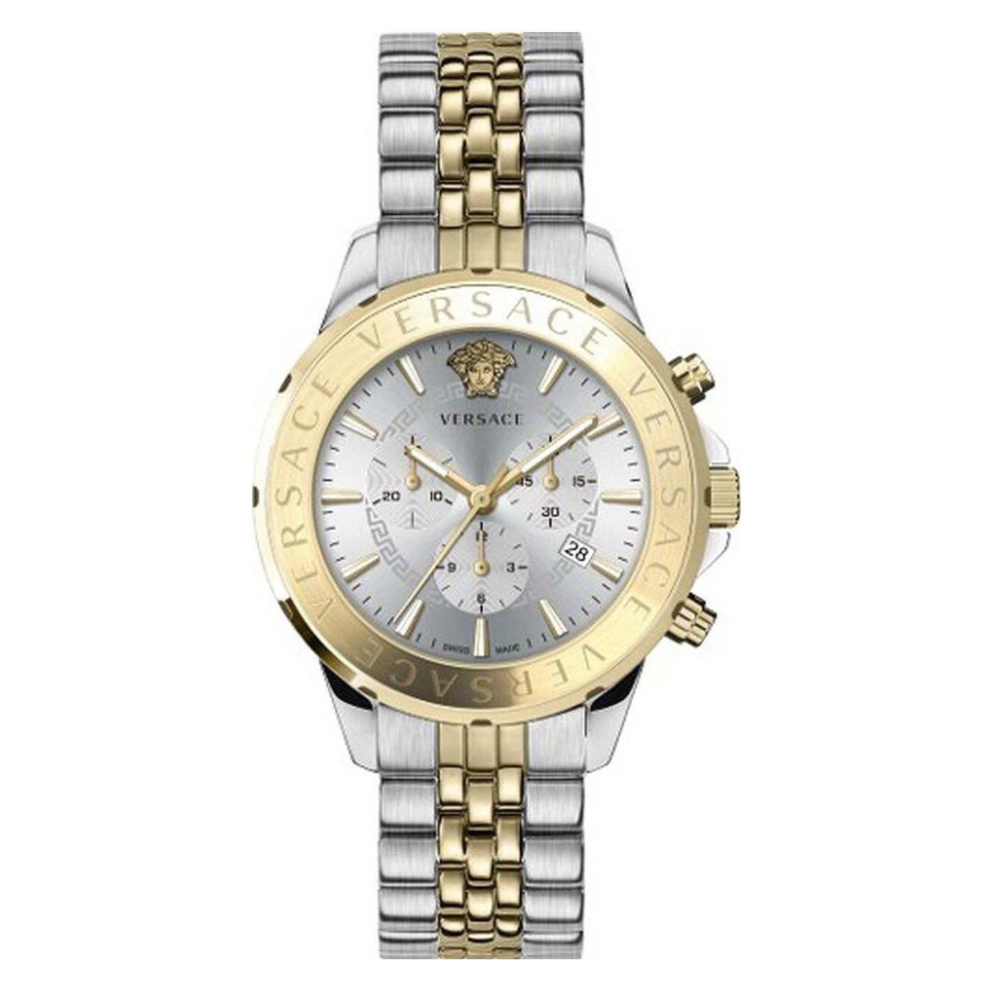 Versace, Armbanduhr, VEV601623 Signature, Gold, Silber, (Swiss Made, Chronograph, 44 mm)
