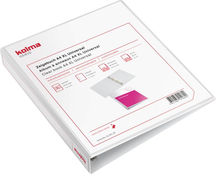 Actual product image Kolma Show book Vario A4 XL 4 rings filling height 3 cm white (A4, 30 mm, 1 Piece)