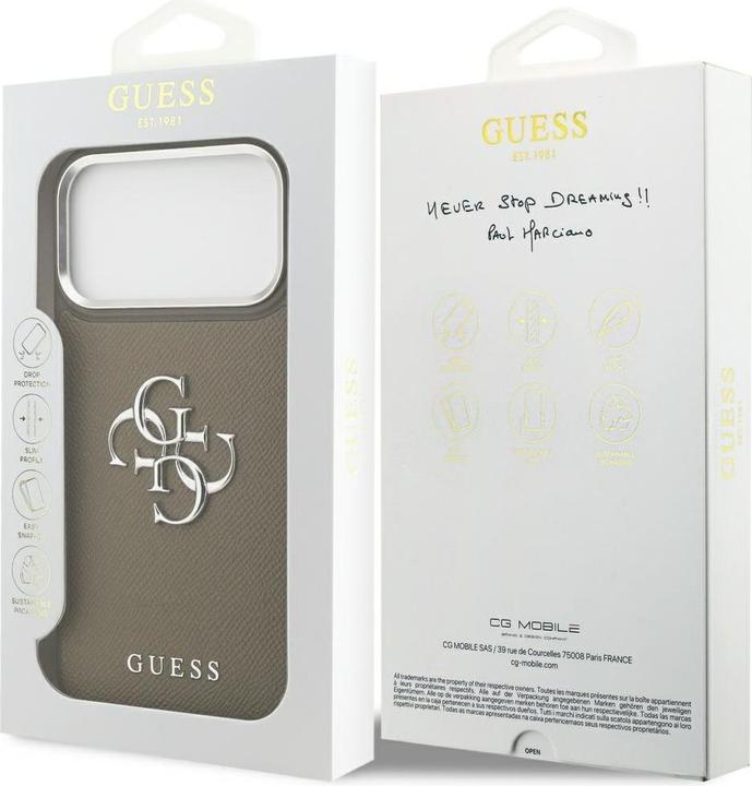 Produktbild Guess - Hardcase Grained Big 4G Classic Logo (GUHCP17XPG4SMCEW) - iPhone 17 Pro Max - Brown (Apple iPhone 17 Pro Max)