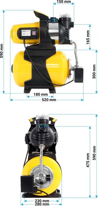 Actual product image Wiltec Water Booster Pump 1300 W Stainless Steel Body Pressure Tank Garden (Domestic water pump, Garden pump)