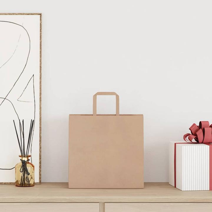 VidaXLKraft Paper Bags 250 Pcs. With Handle White 26x17x25 Cm Paper Bag