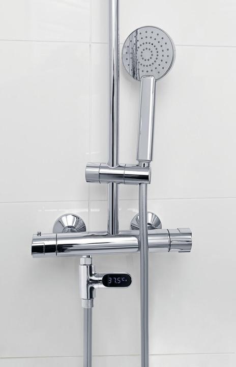 Actual product image Maxxmee Thermometer Wasserarmaturen LED Durchlaufthermometer, 5-85C