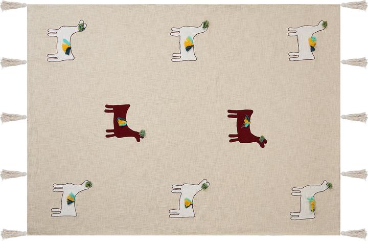 Produktbild Beliani Decke Baumwolle beige / braun 130 x 180 cm Lama-Motiv DEOGHAR (130 x 180 cm)