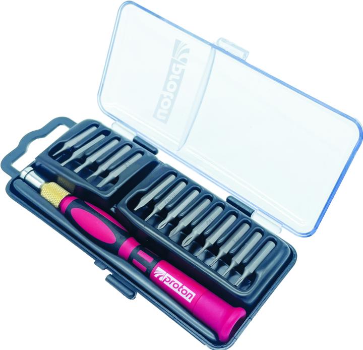 Image du produit Proton Jeu de bits de précision en boîte plastique, 15 pces