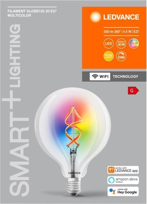 Actual product image Ledvance Smart+ Wifi Filament Globe Rgbw (E27, 300 lm, 1 x)