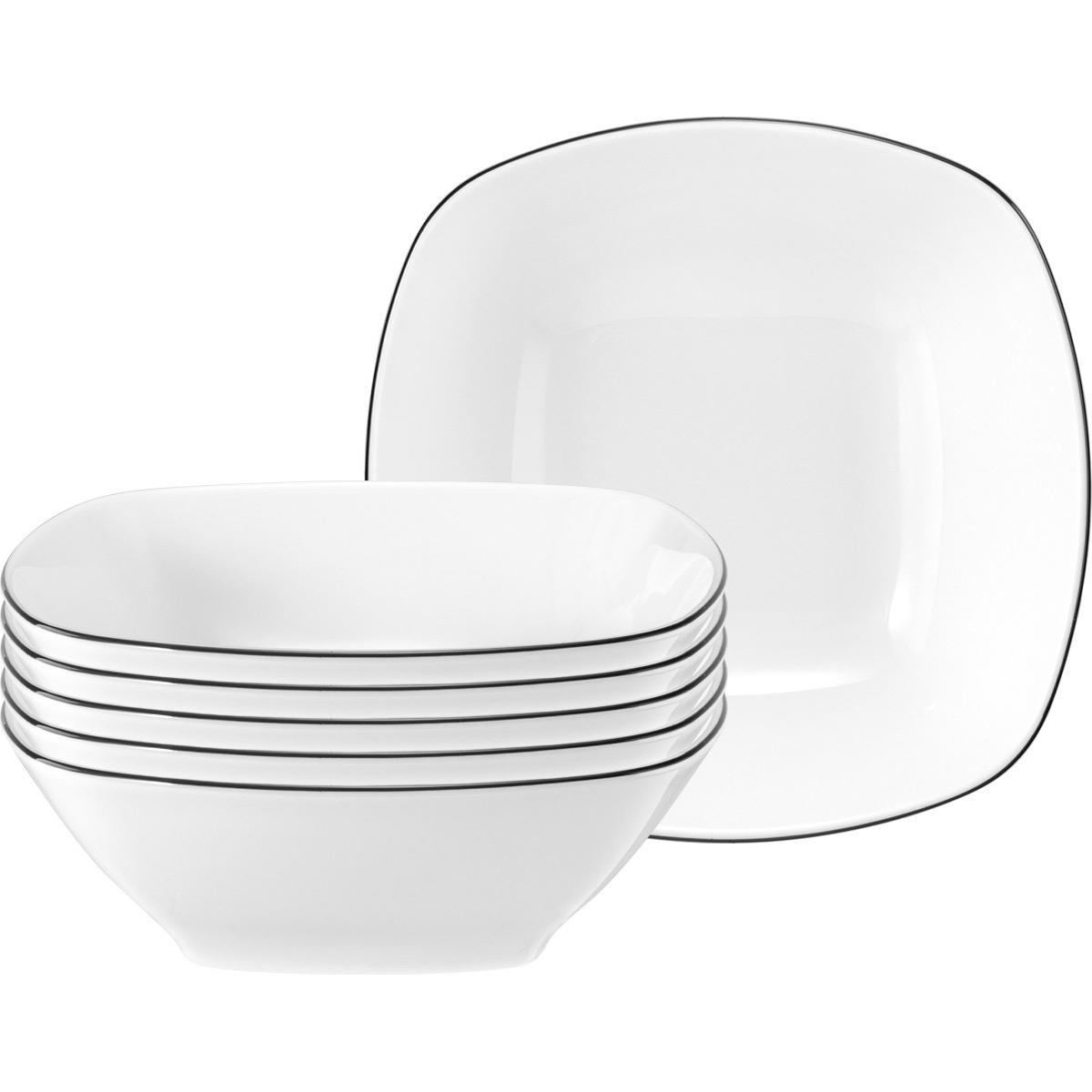 Seltmann Lido Black Line Dessertschalen, Schüssel + Schale, Weiss