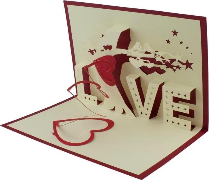 AlleTechPlus 3 biglietti di auguri pop-up 3D per torta di compleanno, con 3 buste (copertina rossa