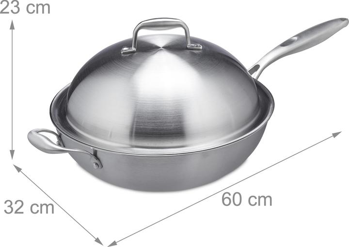 Produktbild Relaxdays Wok (Wok Pfanne, Edelstahl, 32 x 23 cm)