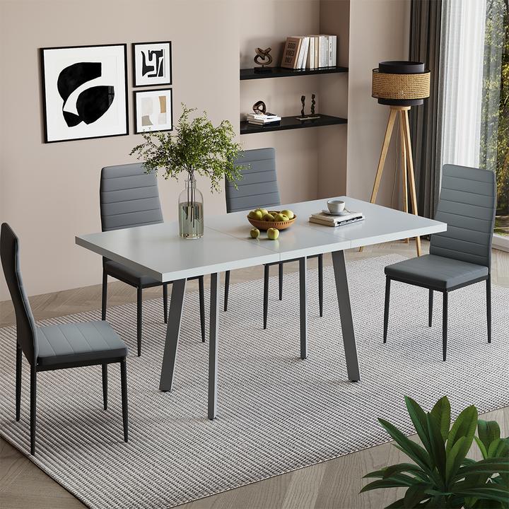 Actual product image Vicco Dining table Tisko, White/Grey, 160 x 80 cm with extendable table top (120 x 80 x 76 cm)