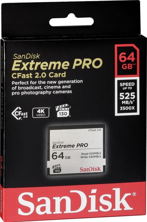 Image du produit Sandisk CFast Card Extreme Pro 64GB (64 Go, CFast 2.0)