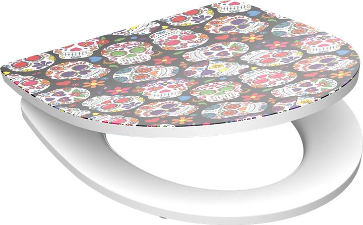 Actual product image Schütte WC seat Duroplast WC seat CRAZY SKULL Soft-close mechanism Quick-release fastener 82586 Skulls