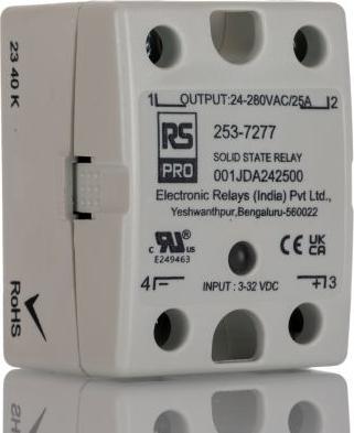 Actual product image RS PRO Panel mounting Solid state relay with zero crossing, 1-pole NO contact 280 V rms / 25 A