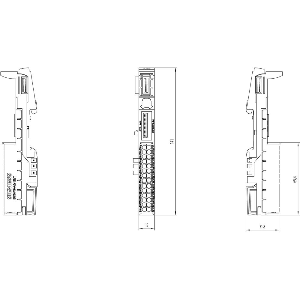 Thumbnail - Siemens SIMATIC ET 200SP 6ES7193-6BP40-0BA1 BASEUNIT BU15-P16+A0+12B/T, Automatisierung