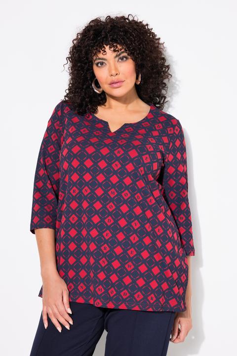 Produktbild Ulla Popken Shirt, grafischer Druck, Tunika-Ausschnitt, 3/4-Arm (42, 44)