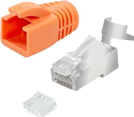 Produktbild LogiLink Cat.6A RJ45 Modular Stecker für Cat.6A & Cat.7 Verlegekabel, 10er Pack (Netzwerkkabel Stecker)